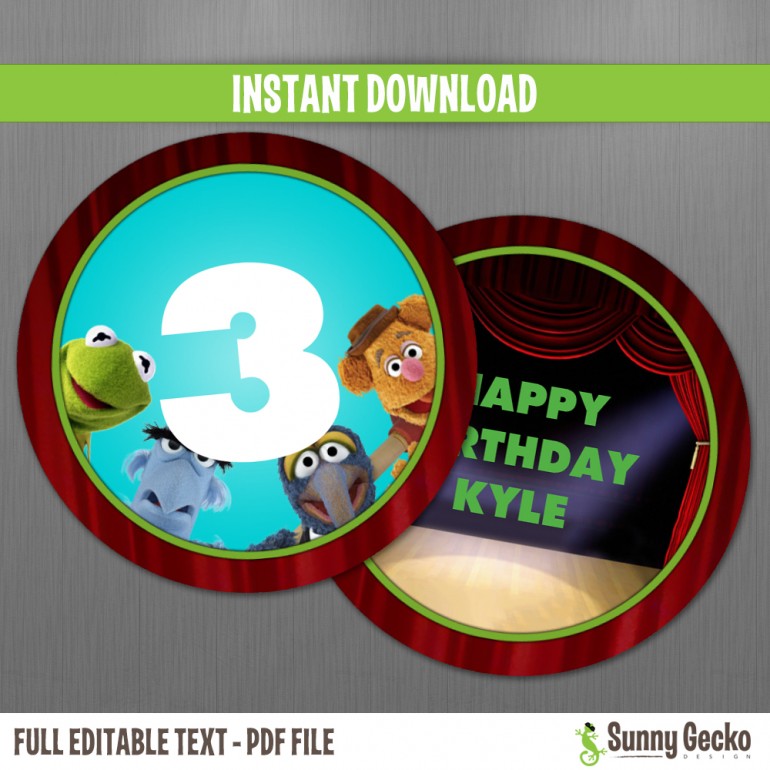 Muppets Birthday Circle Labels